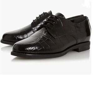 FOWT Black Round Toe Low Chunky Heel Pumps Lace-up for Women